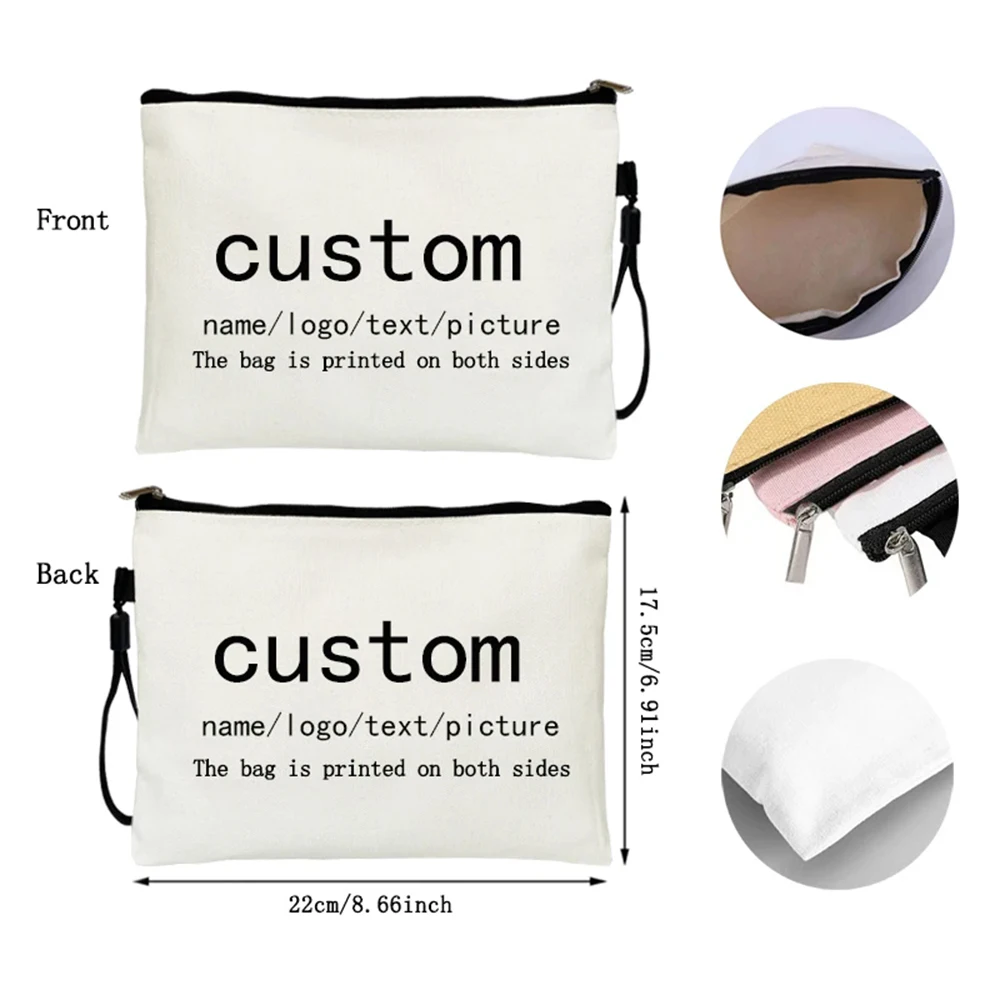 DIY Personalized Customized Photo/LOGO/Text/Picture Teacher/Birthday Gift Make up Bags Toilet Kit Cosmetic Bag Mini Makeup Pouch