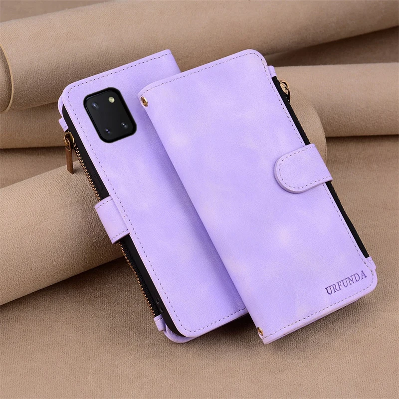 Note10 lite caso para samsung galaxy note 10 lite caso carteira de couro com zíper flip capa para samsung note 10 lite caso coque funda