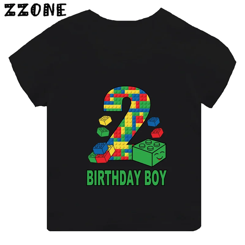 Master Builder Blocks Building Number Bow Print Boys Clothes 1 2 3 4 5 6 7 8 9 Years Birthday Kids T shirt Baby Girls T-Shirts