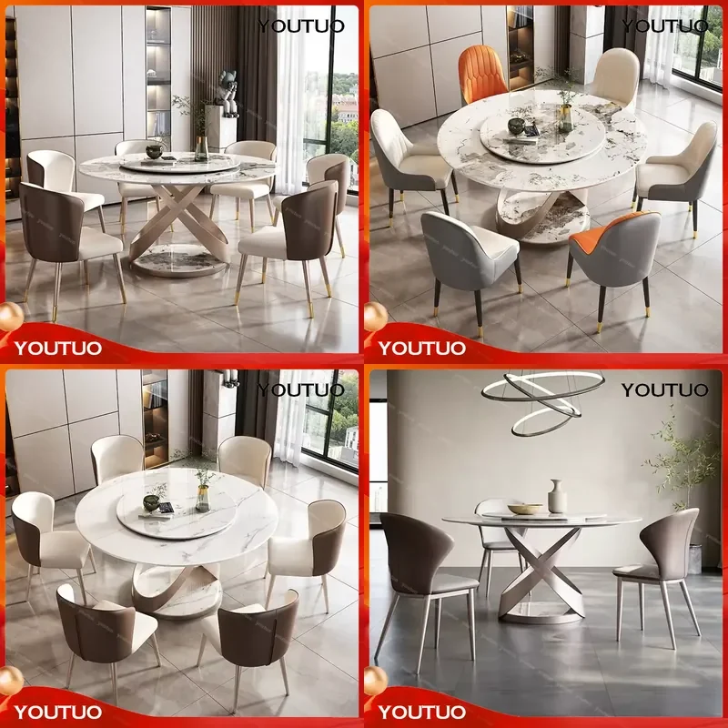 Luxury Round Dining Table Latest Designer Modern Dining Table with Chairs Wholesale High End Dining Table Set