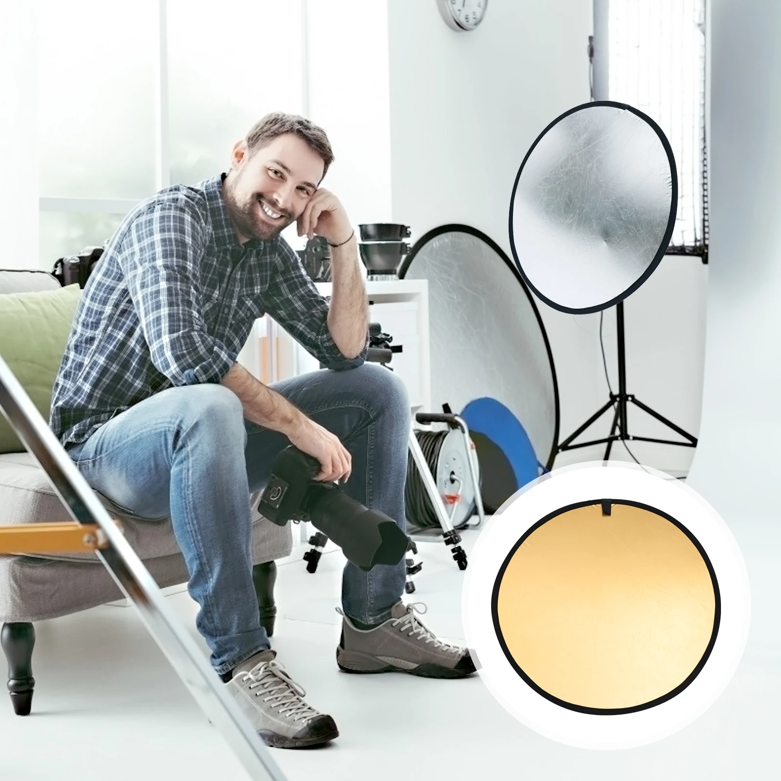 

Photography Reflector Foldable Light Diffuser Board Double Sided Silver Gold For Outdoor Cosmetics Food Photo Still Life