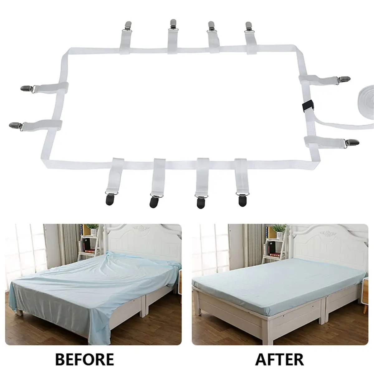 Oct Sale 12 Pinces à Draps, Sangles de Fixation Élastiques Réglables, Accessoires de Literie pour un Lit Bien Rangé