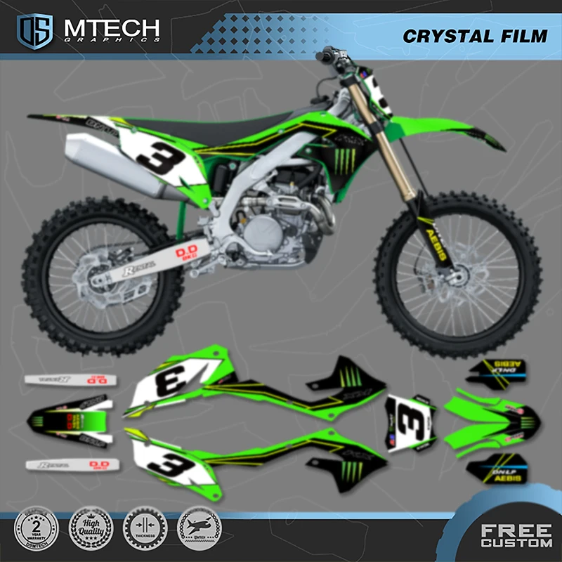 

DSMTECH Motorcycle Graphic Decals Stickers Kits For KAWASAKI KXF450 KX 450 2019 2020 2021 2022 2023 KXF250 KXF 250 2021-2024