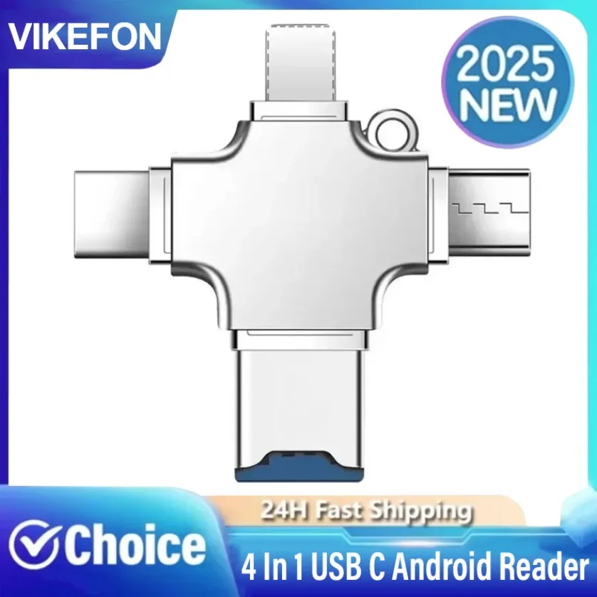 

4 в 1, устройство чтения карт памяти Micro SD, USB C, Android-считыватель, портативное устройство для iPhone iPad, Android, Mac, ПК, камера, подсветка Type-C