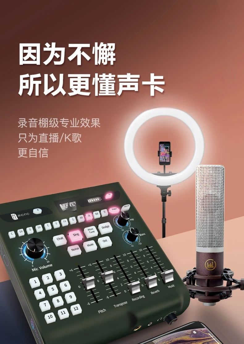 Mixer Soundkarte Singen Live-Übertragung Handy Computer Universal Variable Lift Ton OTG