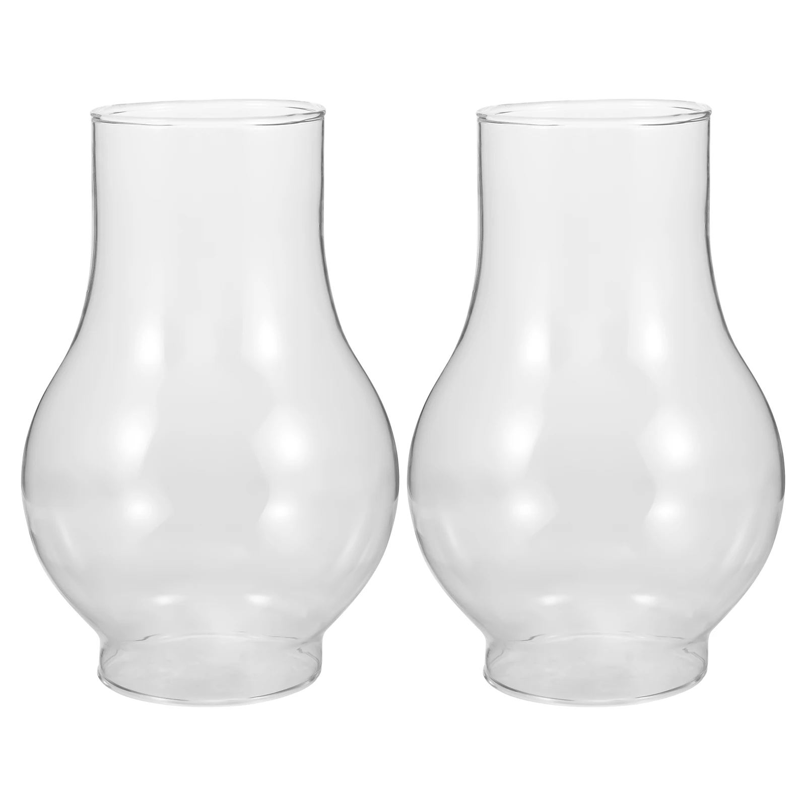 

2Pcs Camping Oil Lamp Shades Thickened High Temperature Windproof Transparent Glass Chimney Replacement for Indoor Lamp
