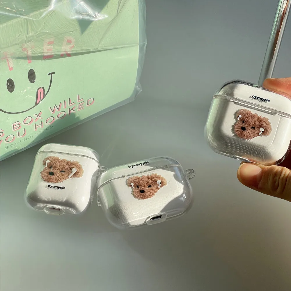 강아지 테디 강아지 케이스, 에어팟 2, 1, 3 케이스 커버, 코크 헤드폰, 투명 소프트 TPU 커버, 에어팟 프로 애플 펀다 카파