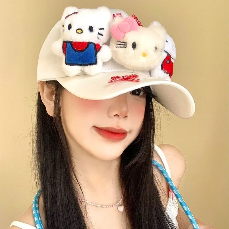 Sanrio Baseball Cap Hello Kitty Big Head Design Leuke cartoon Modieus en veelzijdig Kawyi Sweet Photo Check-in Gift Flat Cap