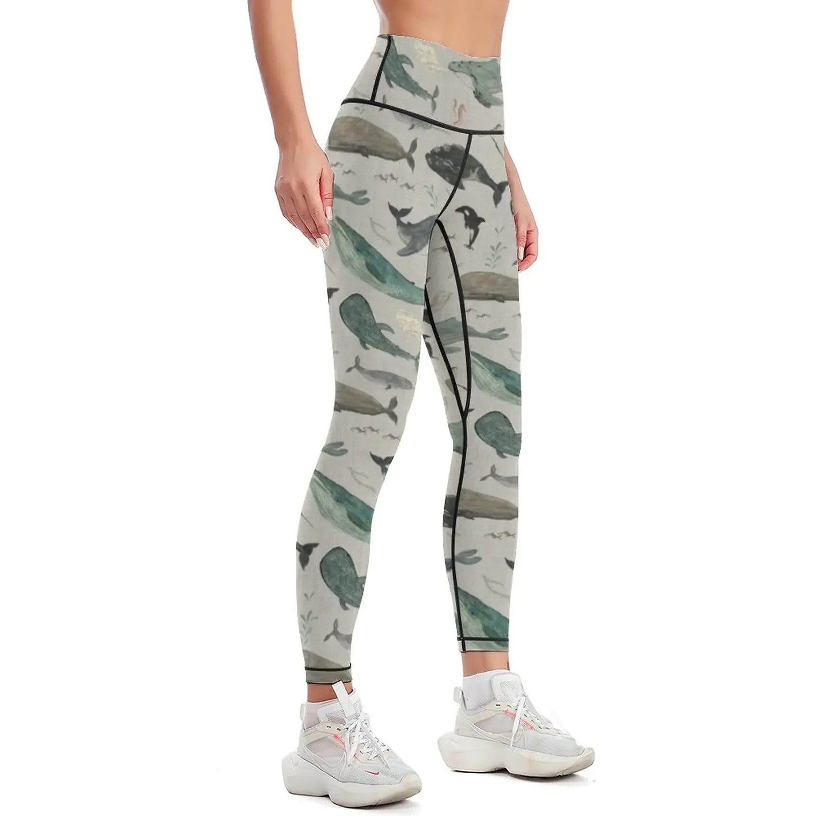 Whale song gray Leggings Pants sport Tight fitting woman push up fitness for fitness Womens Leggings