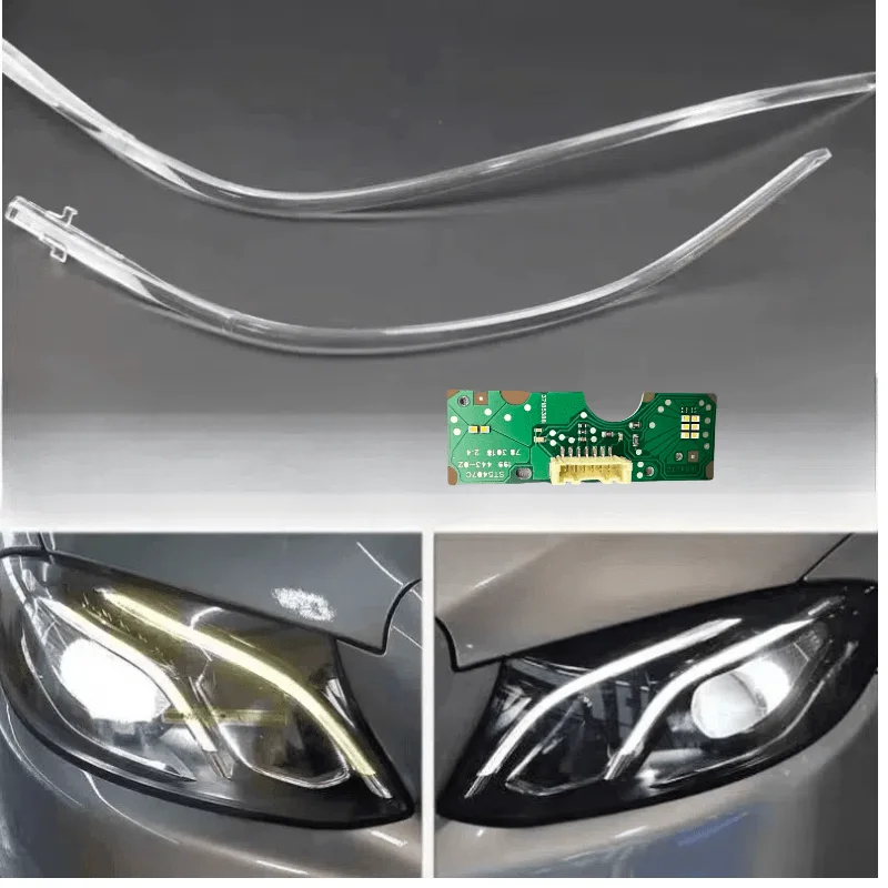 

Направляющие фар DRL, чипы дневных ходовых огней, трубка для Mercedes Benz E Class W213 E300, низкая версия 2016 2017 2018 2019 2020