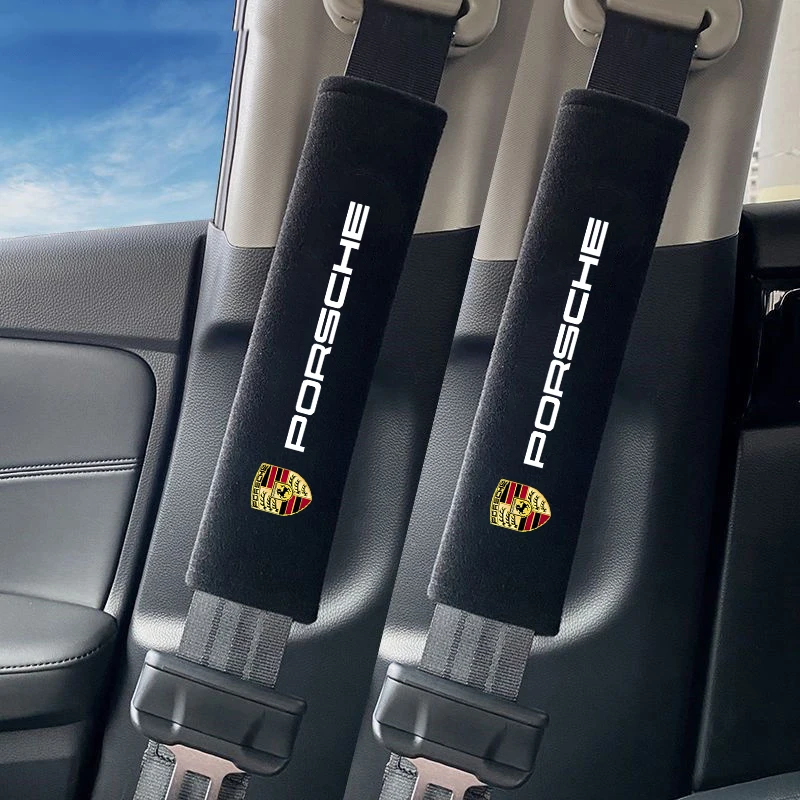 2Pcs Car Interior Seat Belt Protector Cover for Porsche Cayenne Panamera Macan Boxster 911 Carrera-GT 928 944 Auto Accessories