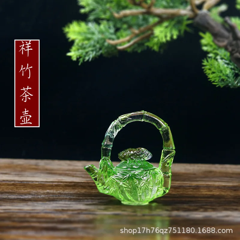 Home Decor Gourd Small Teapot Lotus Leaf Zen Decoration Gift Ornament Ancient Glaze