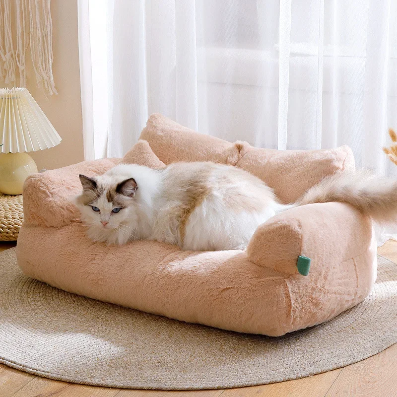 Cat Sofa Pet Nest Bed Warm Kennel Comfortable Plush Puppy Bed Can Be Disassembled and Washed Pet Supplies Winter Sofa