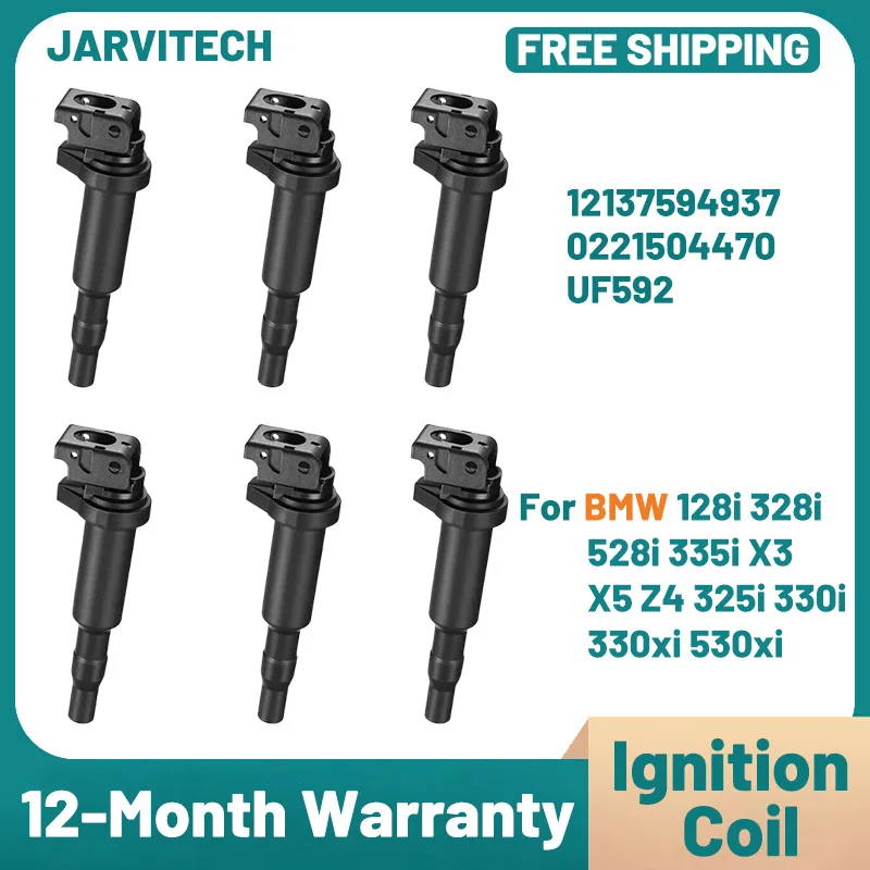 

6 Pcs Ignition Coil 12137594937 0221504470 For BMW 128i 328i 528i 335i X3 X5 Z4 325i 330i 330xi 530xi 525i 525xi UF592