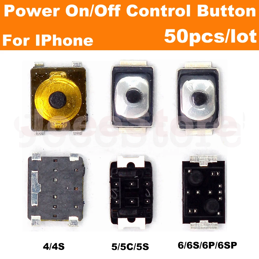 50pcs Power Button Volume On Off Switch For iPhone 4 4S 5 5S 5C 6 6S 7 8 Plus X XR XS Max Micro Tactile Push Button Spring Tact