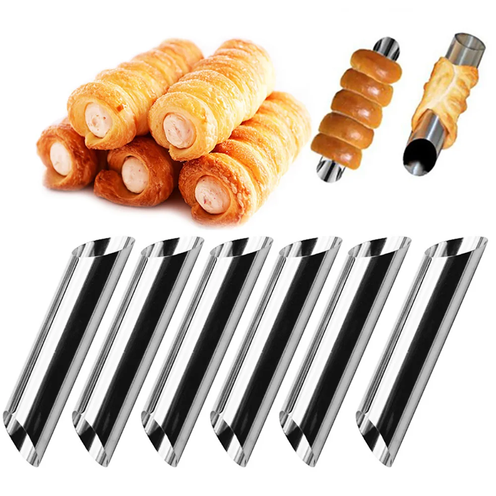 1pcs Kitchen Stainless Steel Baking Cones Horn Pastry Roll Cake Mold Spiral Baked Croissants Tubes Cookie Dessert Tool ZXH