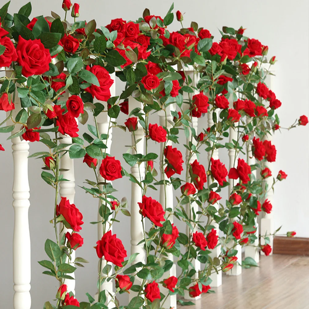 Artificial Flower Garland Fake Hanging Rose Rattan Wedding Decoration Air Conditioning Pipe Blocking Vine Decor