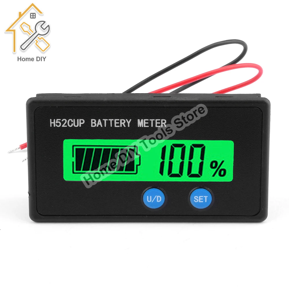 H52 Battery Capacity Indicator DC9~90V Acid Lithium LiFePO4 Car Motorcycle Voltmeter Voltage Gauge 2V24V36V48V60V72V