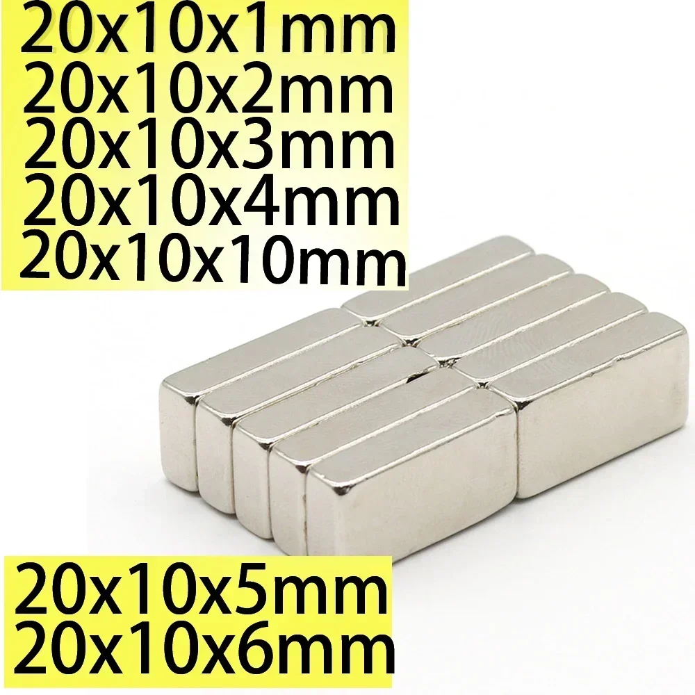 

N35 N52 20x10x1 20x10x2 20x10x3 20x10x4 20x10x5 20x10x10 Neodymium Bar Block Strong Magnets Search Bar Ndfeb Square Project