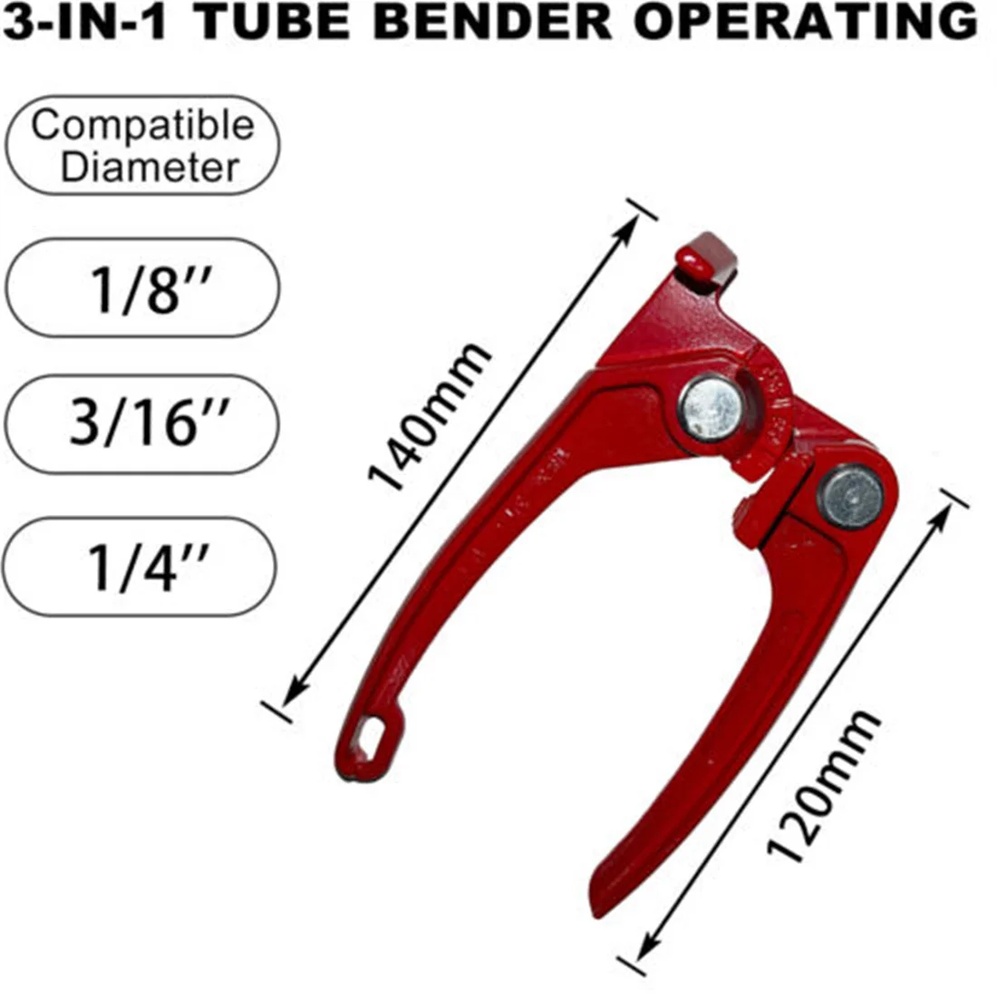 Aspligo Air Conditioner Pipe Tube Bender 3-in-1 Manual Tube Bending Tool for Most Metals 1/8 3/16 1/4