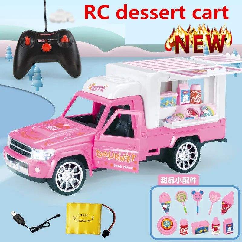 New Remote Control Dessert Car Rechargeable Door Opening Capability Simulated ice Cream Cart Toy Gifts For Children