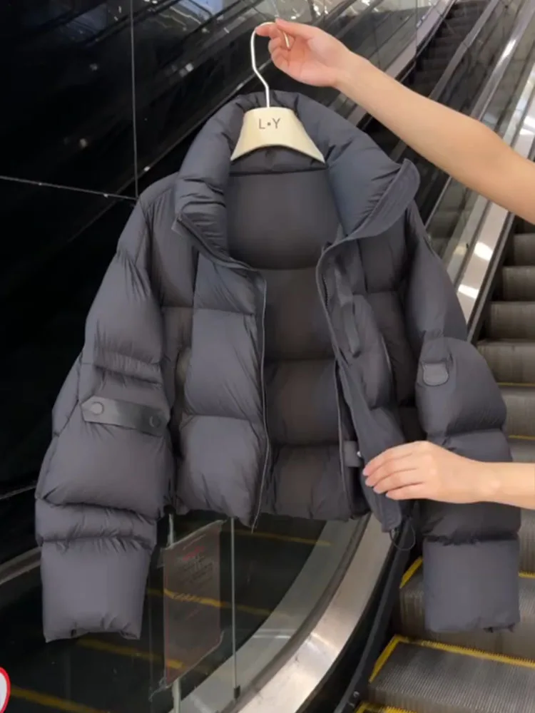 Coreano Sle Or Bla Feminino para baixo Jaet 2024 Inverno Faionable High-End Cact Tamanho Casacos Commute Sle Poliéster...