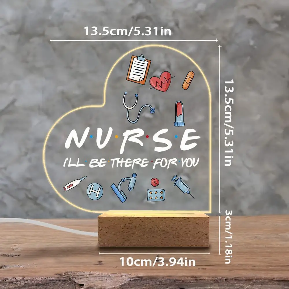 1 قطعة ملحقات التصوير الفوتوغرافي المضيئة من الأكريليك ، قاعدة USB ، هدية الممرضة ، تماثيل ديكور مكتب القلب #2