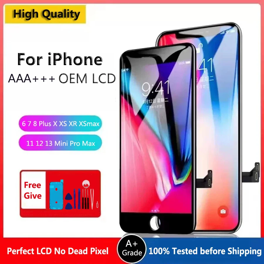 AAA++Quality OEM LCD For iPhone X XS XR 7 8 11 12 13 Mini Pro Max 6 5S 6S Plus Screen Display Assembly 100% Test before Shipping ss 905a 7 0 for iphone 6 13 and sam series power boot control line cable power test boot cable added battery boot function