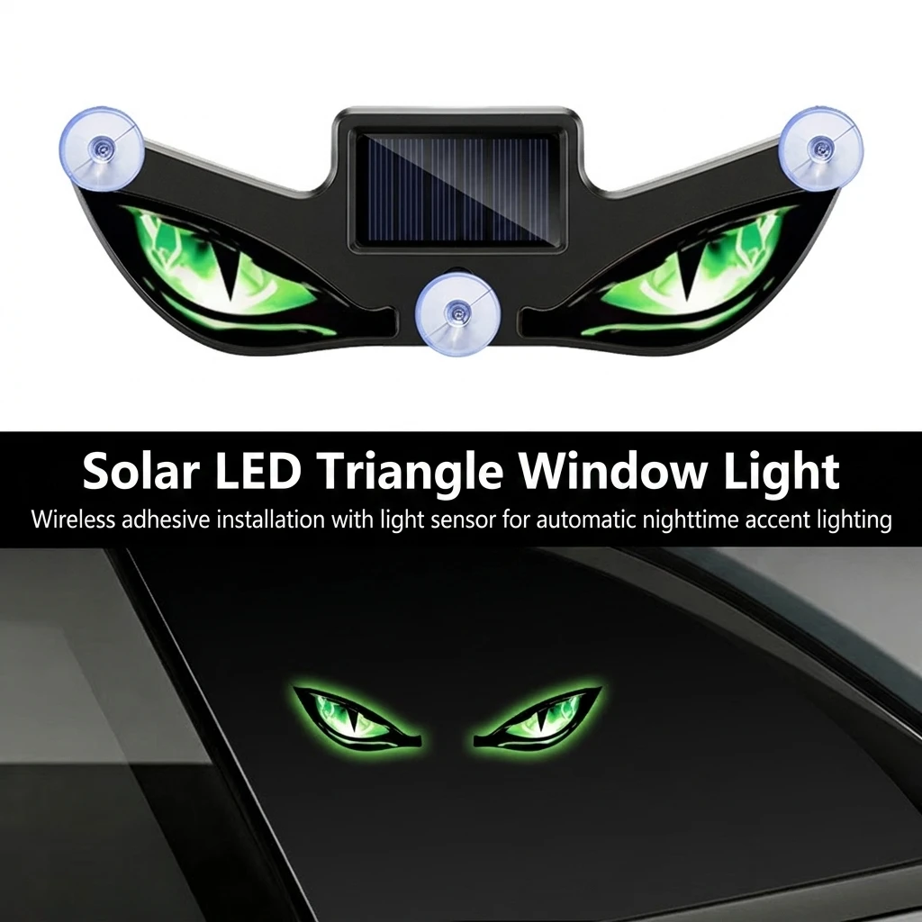 Car Enthusiasts Solar LED Ambient Light Triangle Window Decor Devil Eye Styling for SUV Sedan Exterior Auto Accessories