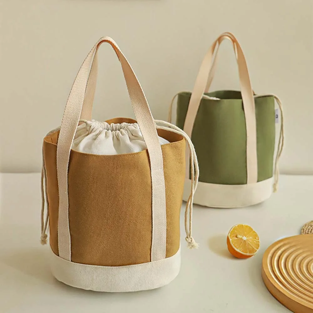 

Aluminum Film Thermal Insulation Bag Large Capacity Canvas Handheld Insulated Bag Thickened Japanese Style Picnic Box Pouch