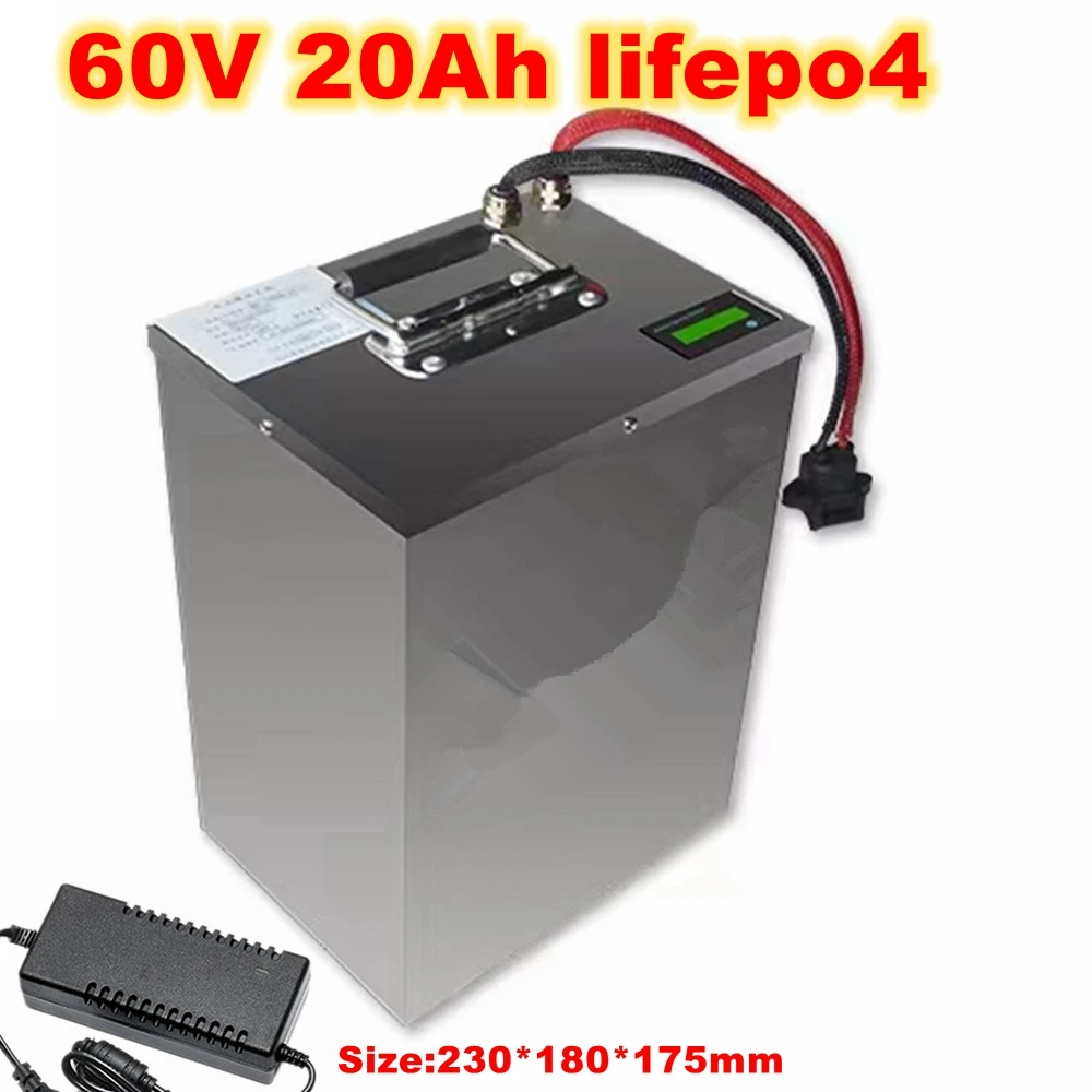 customize 60v 20Ah lifepo4 lithium battery pack with BMS deep cycle for 2000W 25000W e bike scooter vehicle + 5A charger