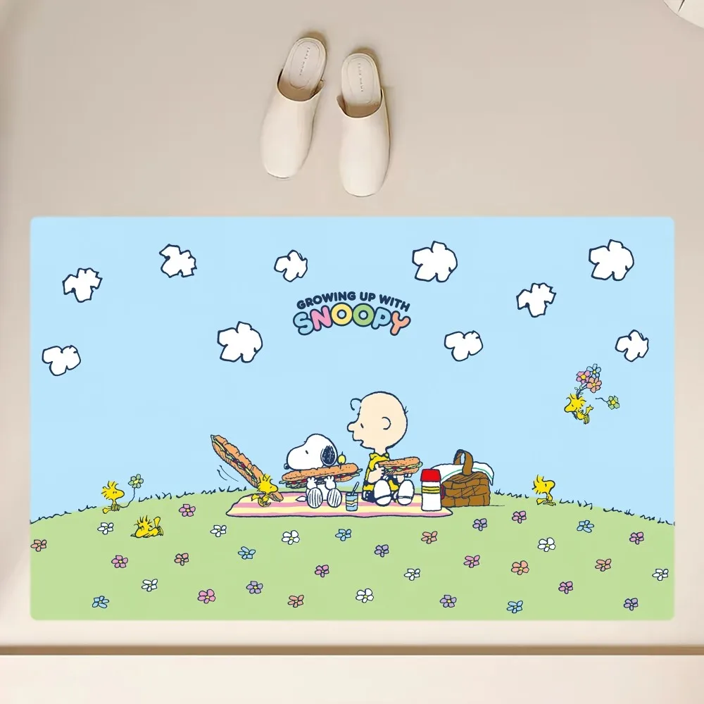 Cartoon Snoopy Dog Cute Floor Mat  Anti-Slip Bathroom Kitchen Bedroom Living Room Entrance Rug Home Decor