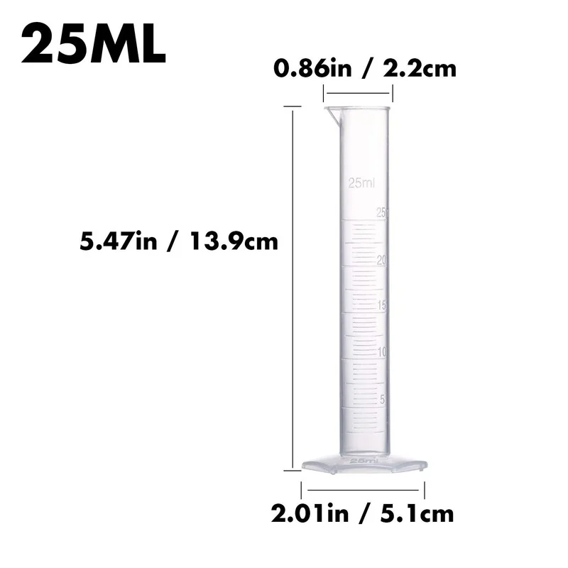 4 Sizes Graduated Polypropylene Lab Test Tubes in 100 ml,50 ml,25 ml,10 ml for Laboratory with 4 Plastic Droppers in 3ml