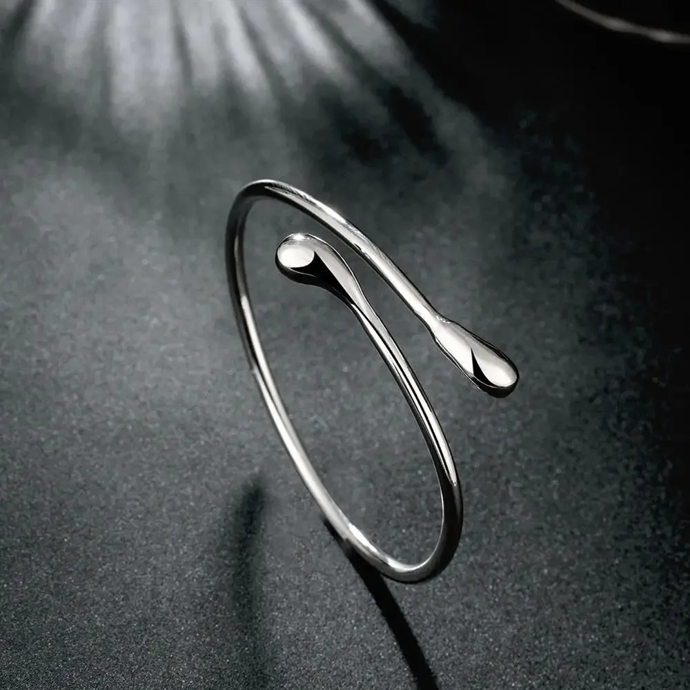 Hot Noble 925 Sterling Silver Bracelets for Women Fine Water Droplets Bangles Lady Fashion Wedding Party Christmas Gift Jewelry