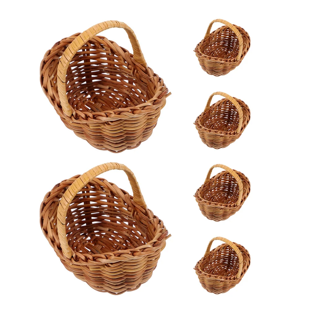 

6Pcs Handwoven Rattan Baskets Mini Woven Baskets for Home Decor Wedding Gifts Portable Storage Picnic Gardening