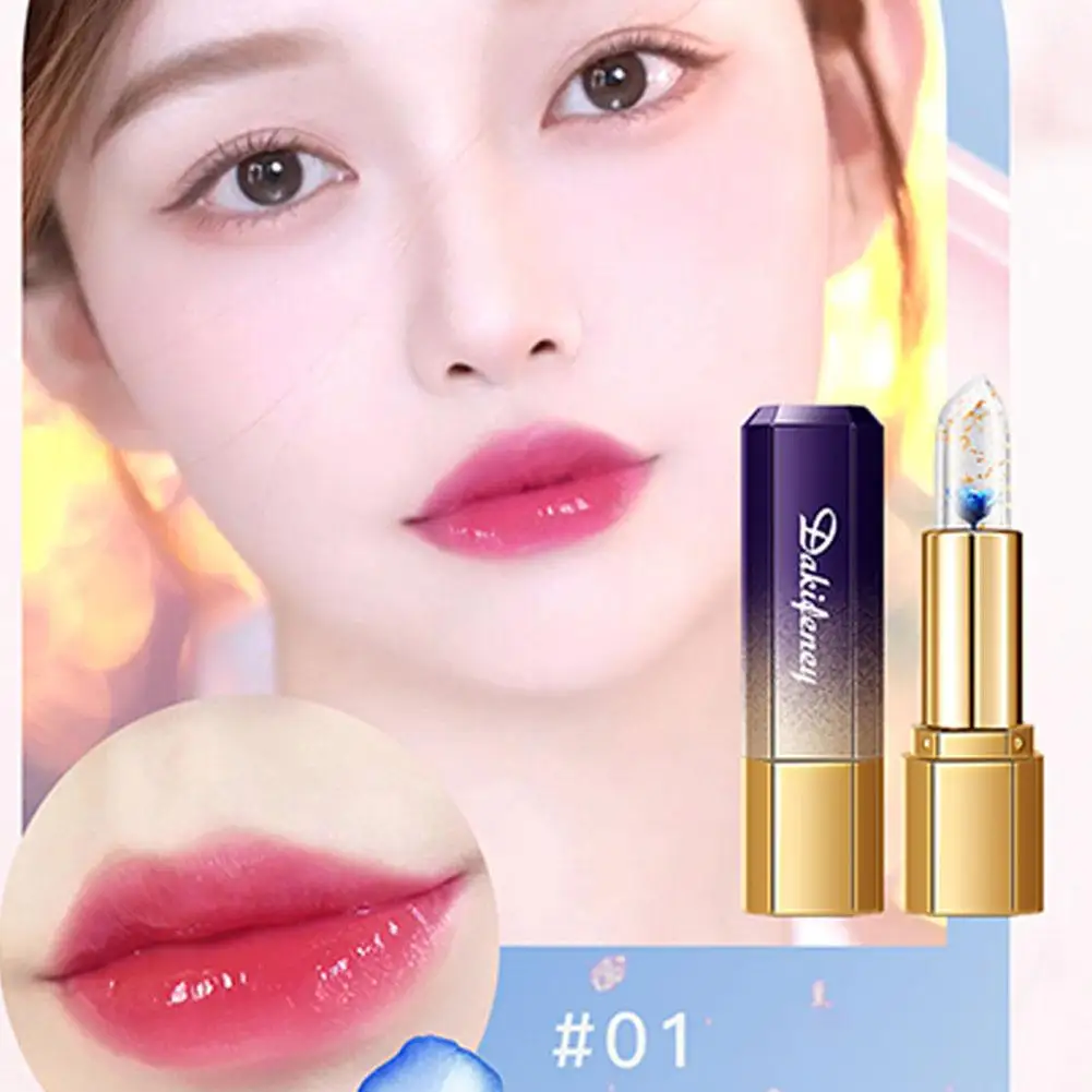 Lápiz labial hidratante que cambia de Color, gelatina de larga duración, temperatura transparente, flor activada, R4M9