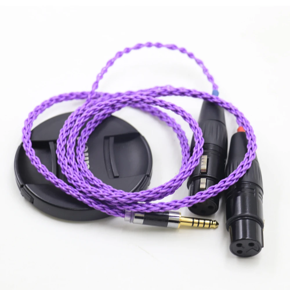 Novo purplehigh qualidade 8 núcleos banhado a prata 4.4mm masculino equilibrado para dupla 2x 3pin xlr equilibrada fêmea cabo adaptador de áudio