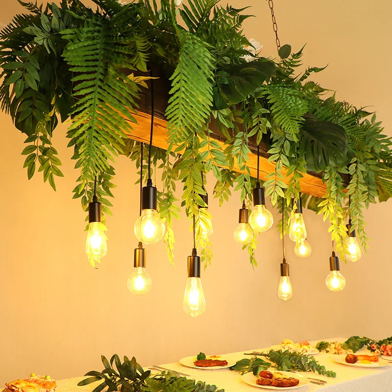 Personality Creative Garden Restaurant Pendant Light Simple Pastoral Industrial Style Tavern Simulation Green Plant Chandelier