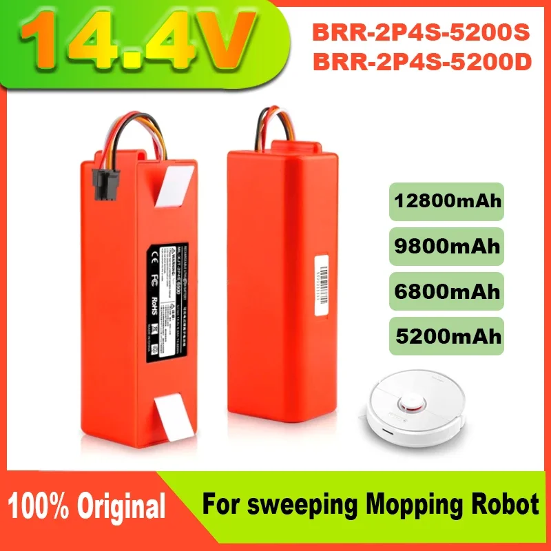 12800mAh Sweeper Battery BRR-2P4S-5200D 5200S for XIAOMI Roborock S50 S51 S55 T60 Sweeping Mopping Robot Vacuum Cleaner