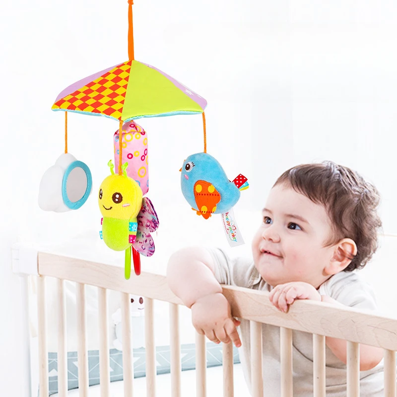 Baby Toy Rotating Cart Hanger Ring Bell Umbrella Canopy Design Baby Bed Bell