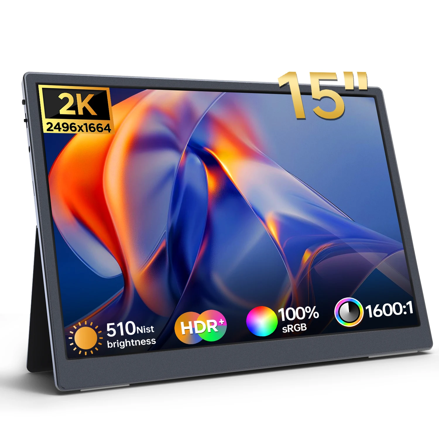 

HAILESI Mobile Monitor 15 inches 2496x1664 3:2 Screen Ratio Portable Monitor Mobile Display High Brightness 510 nits IPS