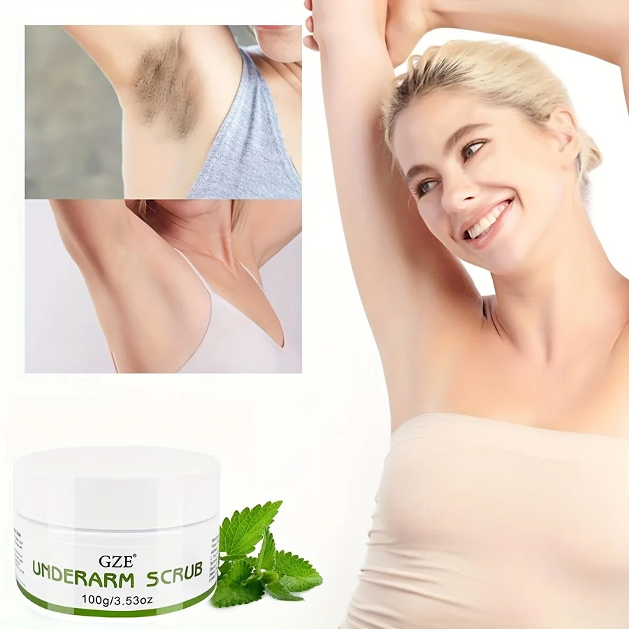 GZE Underarm Scrub with Peppermint, Aloe Vera and Walnut Shell Powder, Underarm Scrub Helps on Removing Odor, Deep Cleanse