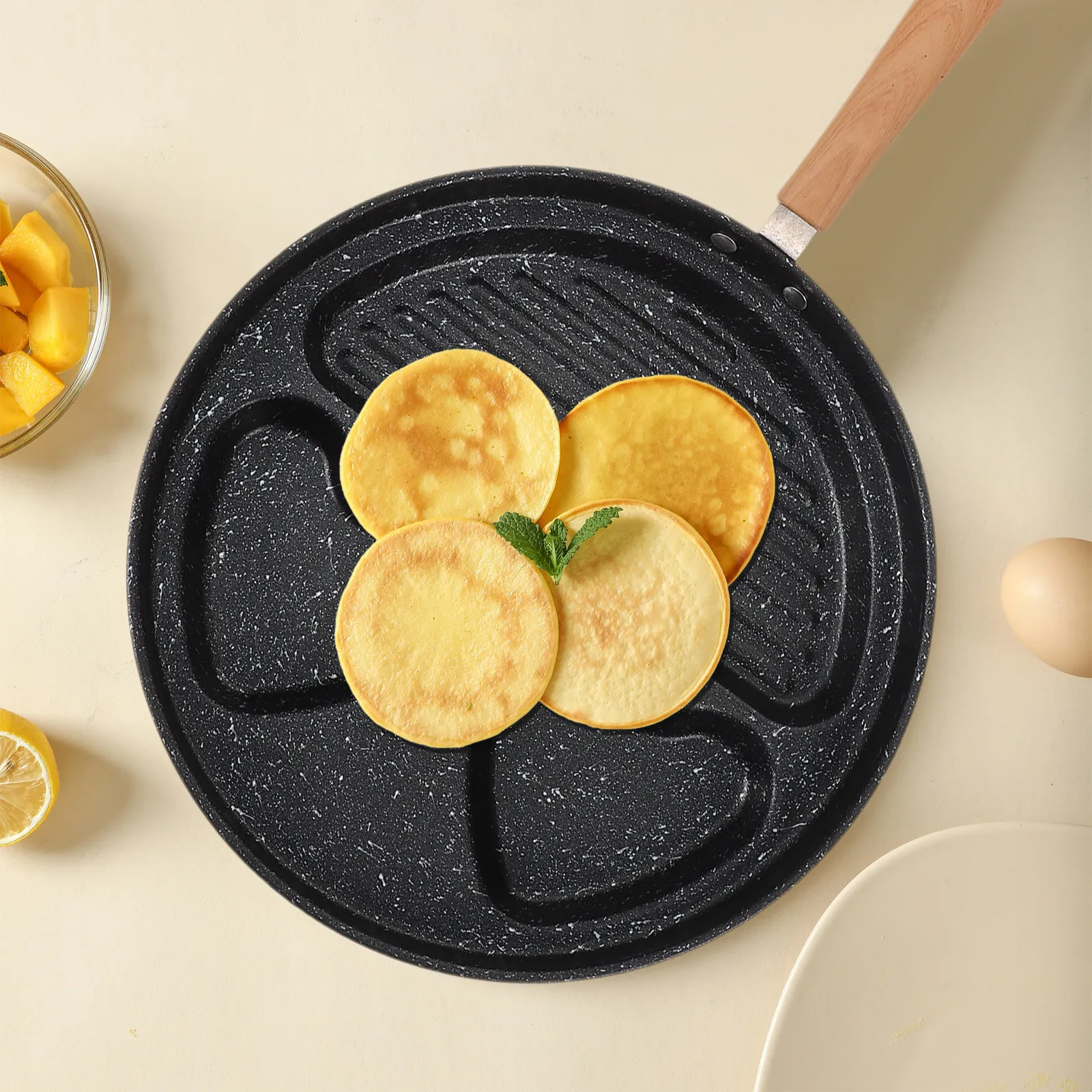 

4-Slot Nonstick Egg Frying Pan for Breakfast Cooking Perfect Omelette Maker Pancake Skillet Japanese Style Divided Frying Pan