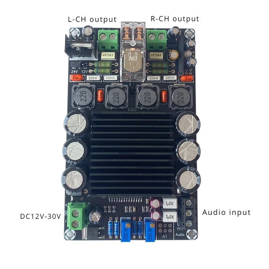 STA508 Class D Digital Power Amplifier Board Stereo 80W*2 HIFI Amplifier with Relay Protection DC12V-30V