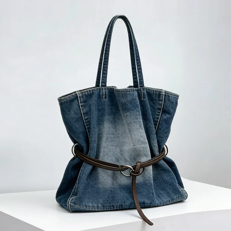 Chinese Style Denim Tote Bags For Women Luxury Designer Handbag And Purse 2026 New In Large Capacity Top Handle Underam Shoulder