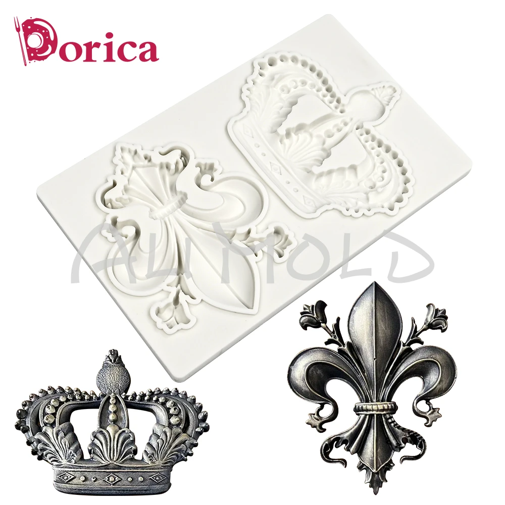 Crown Design Silicone Relief Mold Sugarcraft Chocolate Fondant Cake Mold DIY Resin Clay Relief Mould Home Decorating Tool Baking