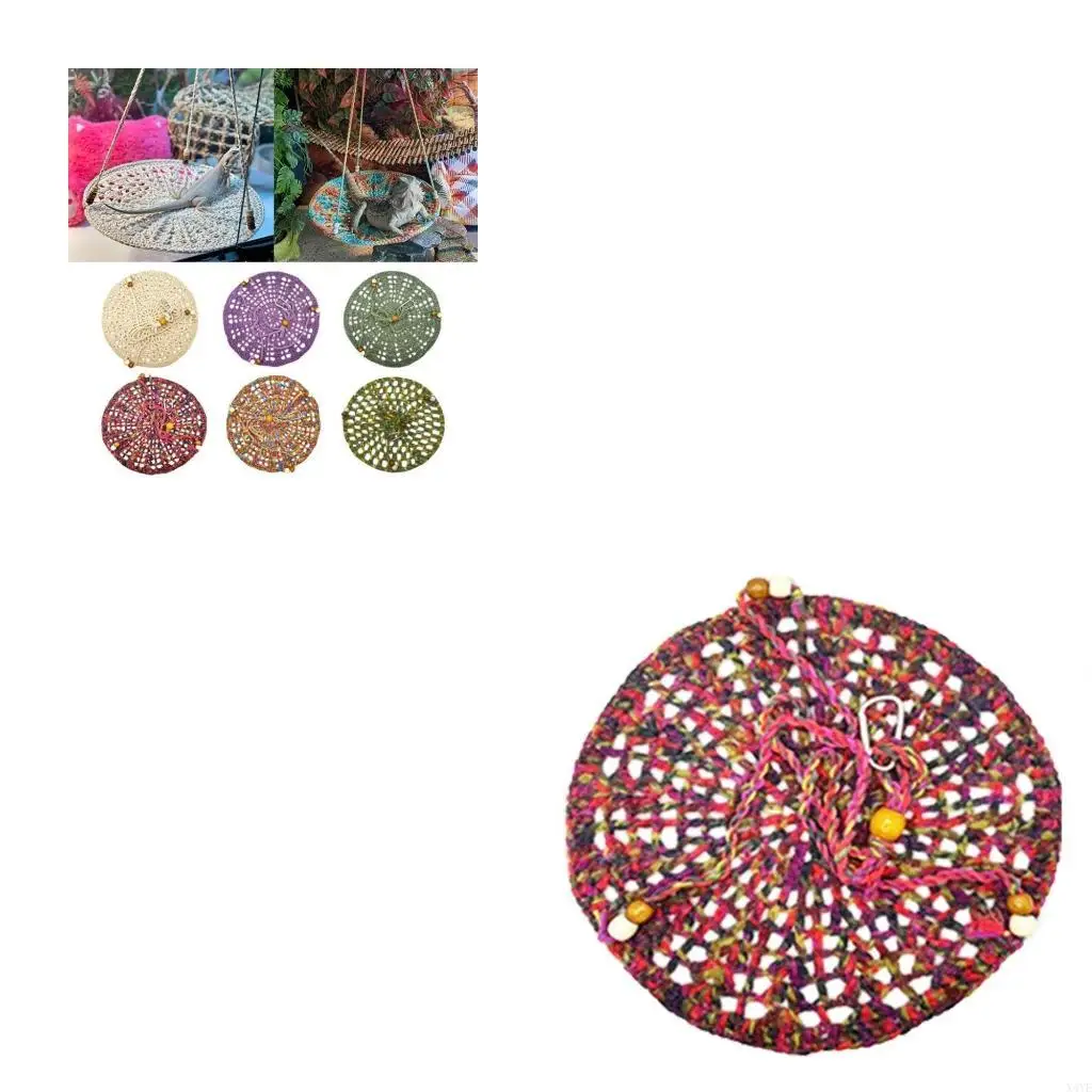 

X4YE Bearded-Dragon Hammocks Reptiles Lounger Round Swing Bed for Geckos Snake