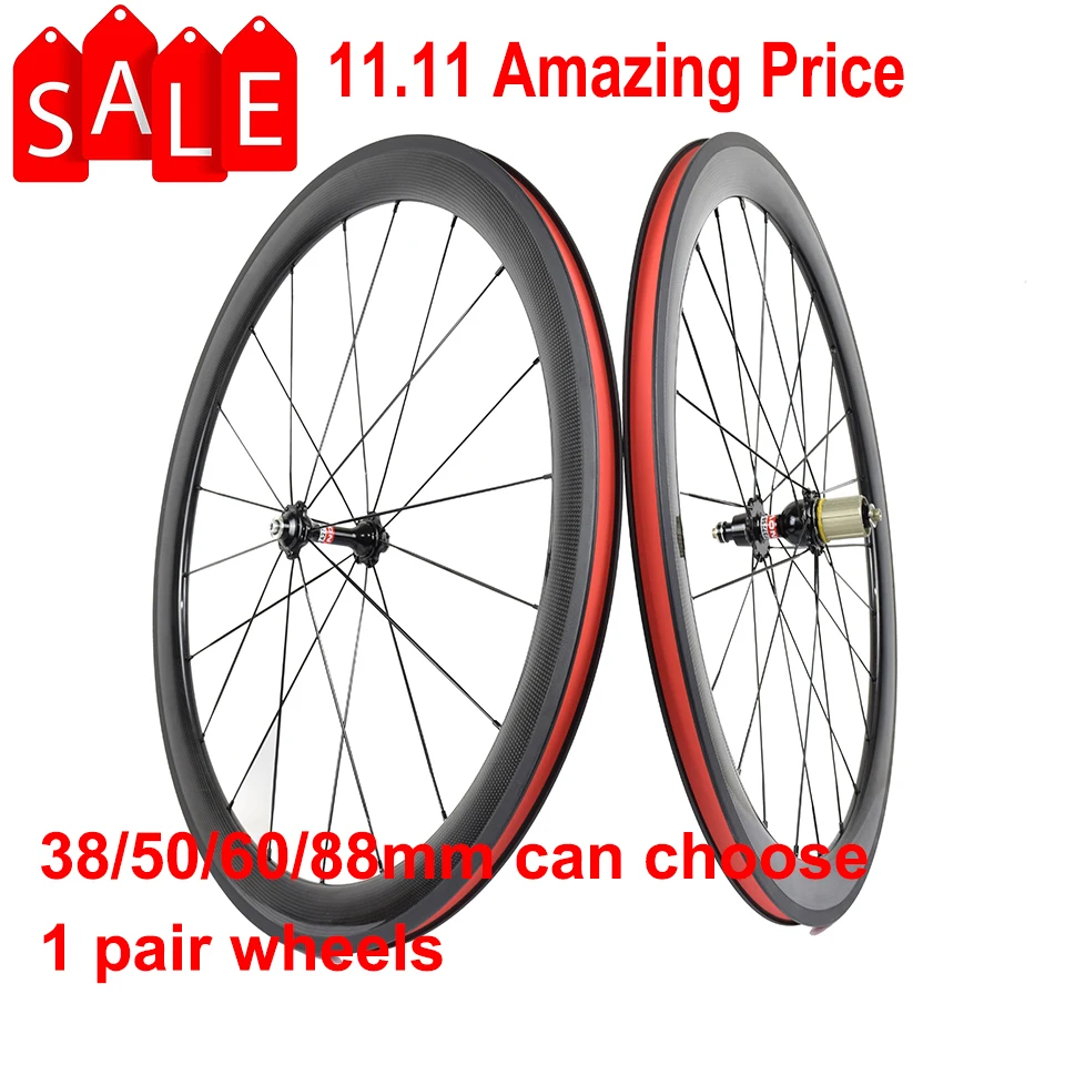 

700C Bicycle Carbon Wheels 38mm 50mm 60mm 88mm clincher tubeless Tubular Carbon Wheels