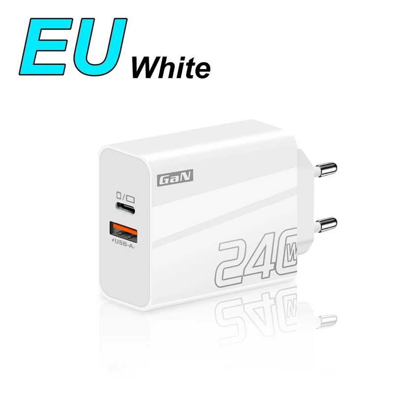 240W Fast Charger Double Ports USB Type-C Quick Charging Head QC3.0 Wall Charger Adapter EU/US/UK Plug For iPhone Samsung New - náhled 4