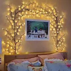 144 LED Wall Tree Enchanted Willow Vine Light Bendable Lighted Vine Tree Branch for Christmas Home Party Wall Bookshelf Mantel
